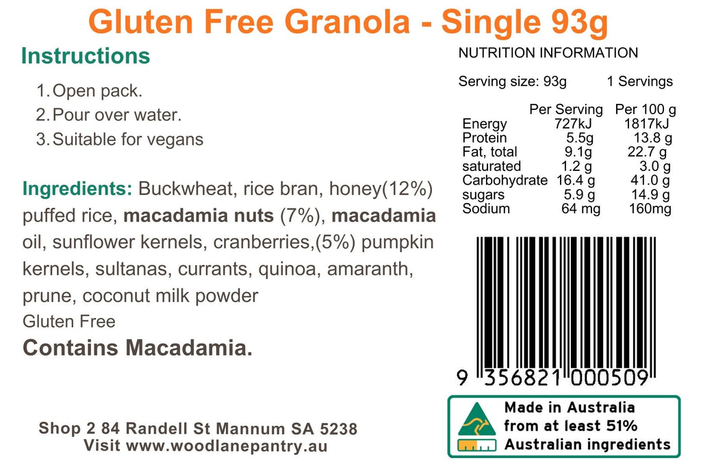 80g Gluten Free Granola