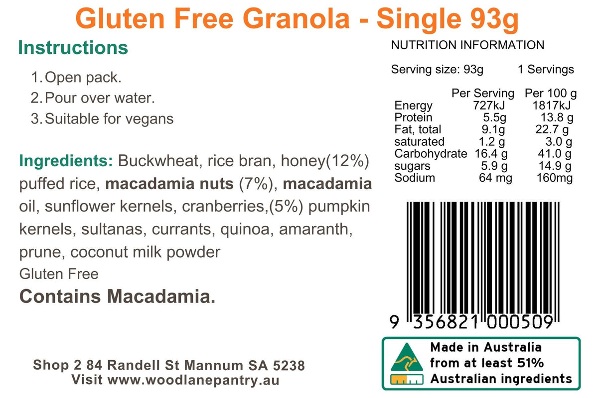 80g Gluten Free Granola