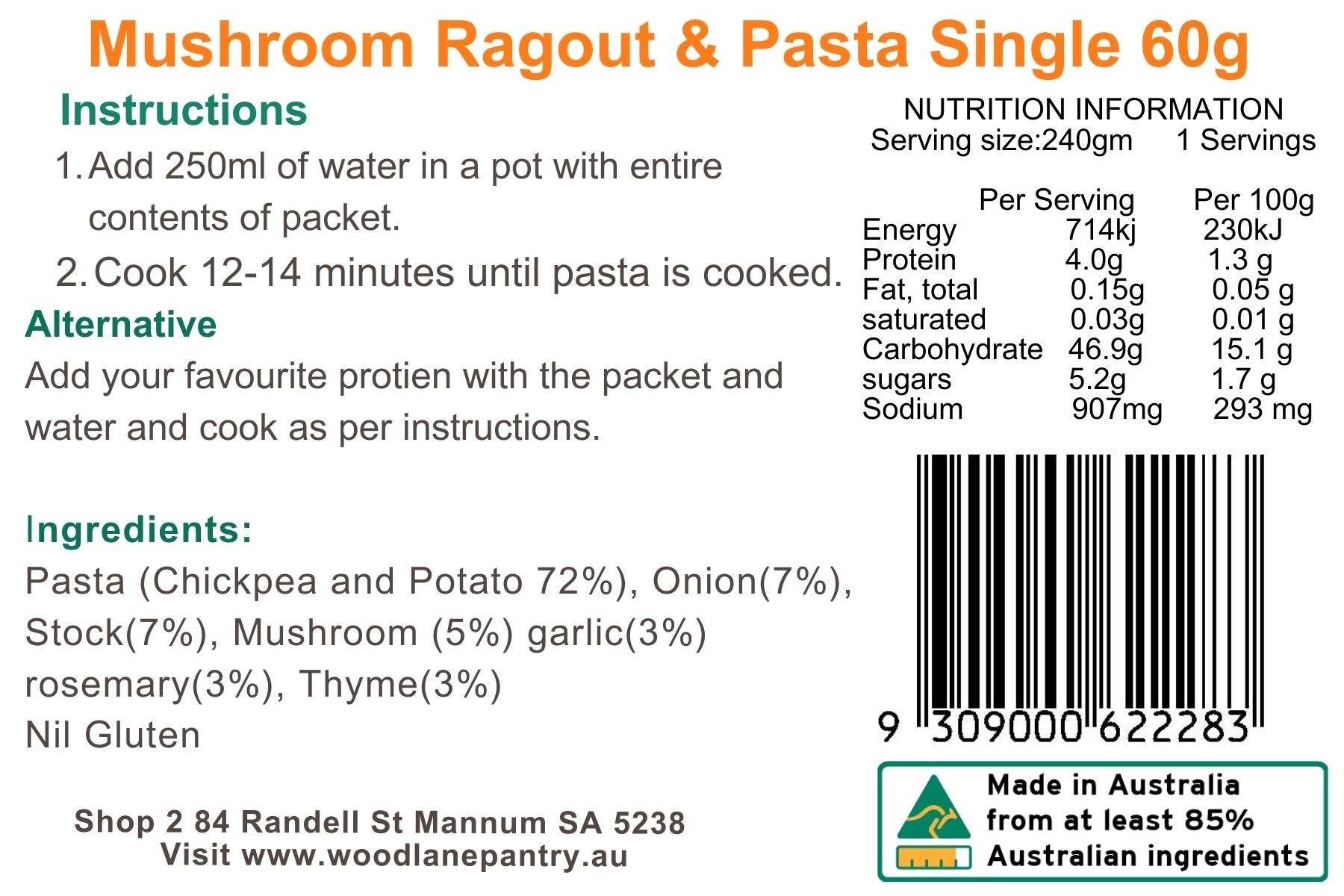 Mushroom Ragout & Pasta
